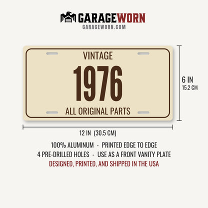 Vintage 1976 Birthday License Plate - 12 x 6 in aluminum license plate