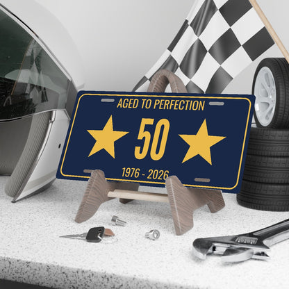 Aged To Perfection 50 Birthday License Plate - 12 x 6 in aluminum license plate
