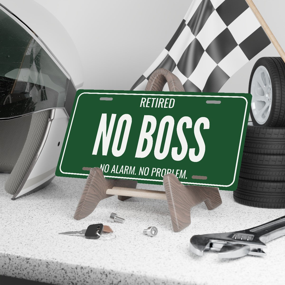 Retired No Boss Retirement License Plate - 12 x 6 in aluminum license plate