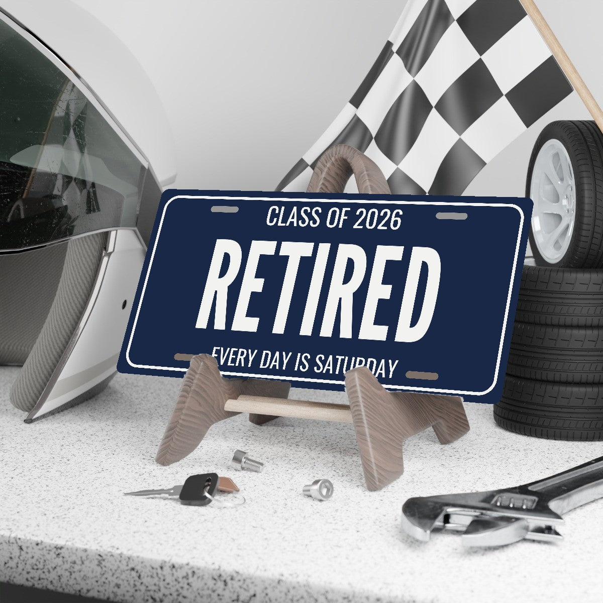 Class Of 2026 Retired Retirement License Plate - 12 x 6 in aluminum license plate