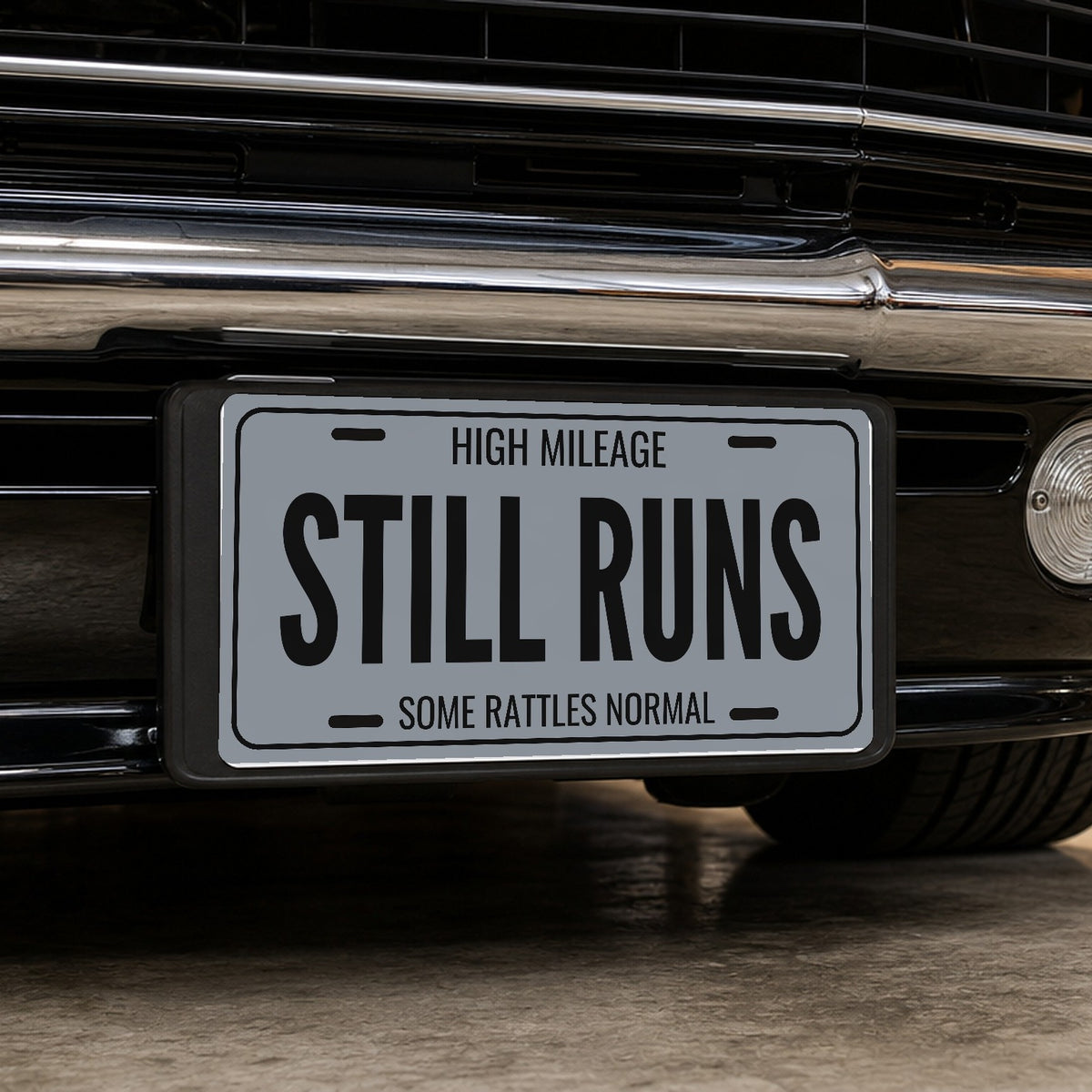 High Mileage Still Runs Birthday License Plate - 12 x 6 in aluminum license plate