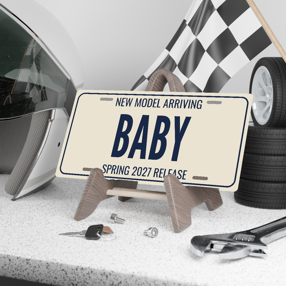 New Model Arriving Baby Baby Announcement License Plate - 12 x 6 in aluminum license plate