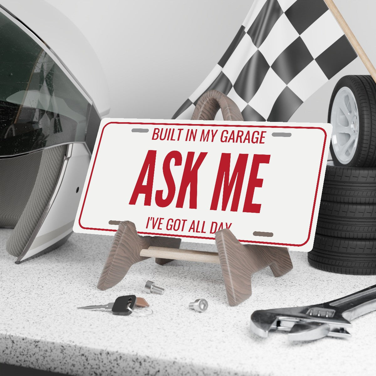 Built In My Garage Ask Me Car Show License Plate - 12 x 6 in aluminum license plate