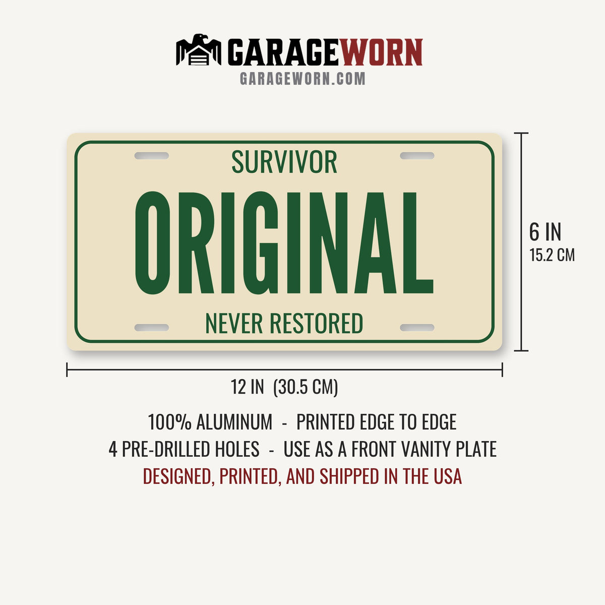 Survivor Original Car Show License Plate - 12 x 6 in aluminum license plate