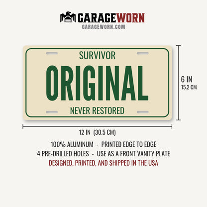 Survivor Original Car Show License Plate - 12 x 6 in aluminum license plate