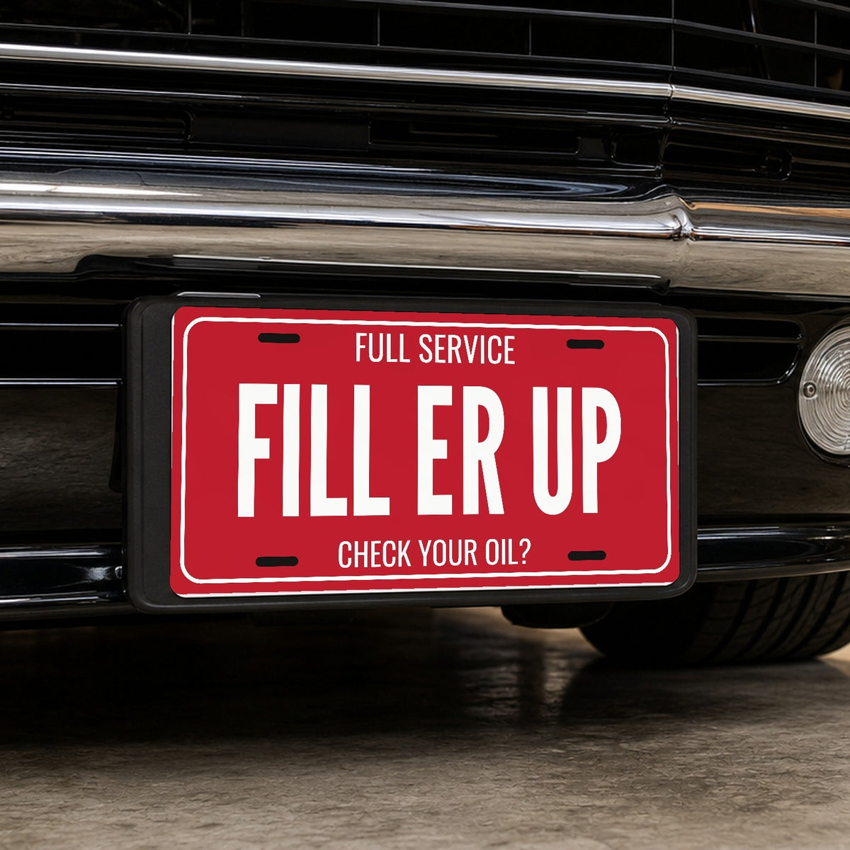 Full Service Fill Er Up Garage License Plate Sign - 12 x 6 in aluminum license plate