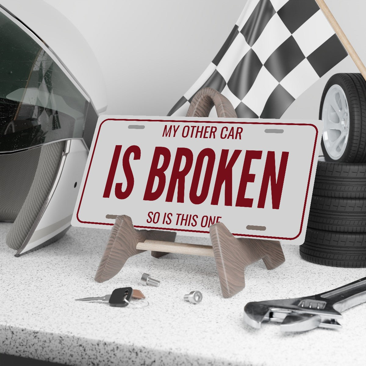 My Other Car Is Broken Garage License Plate Sign - 12 x 6 in aluminum license plate