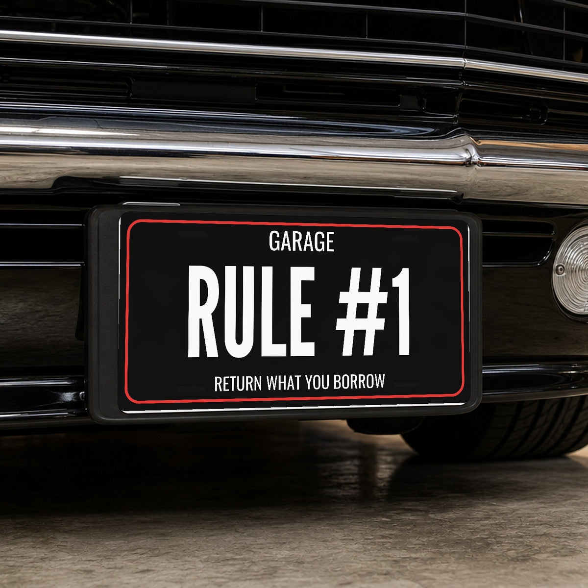 Garage Rule #1 Garage License Plate Sign - 12 x 6 in aluminum license plate