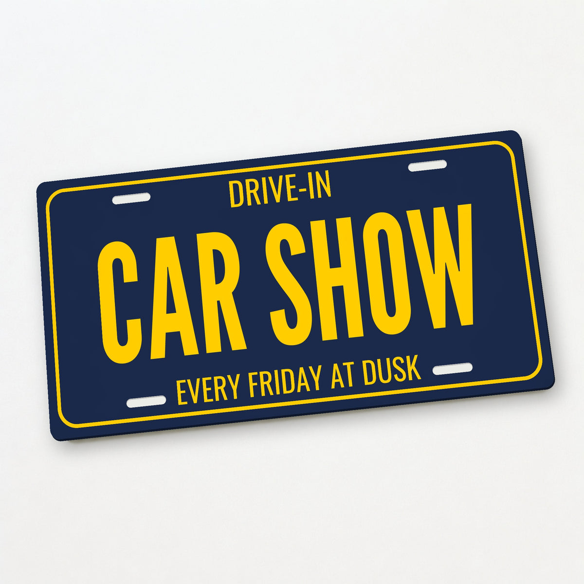 Drive-In Car Show Garage License Plate Sign - 12 x 6 in aluminum license plate