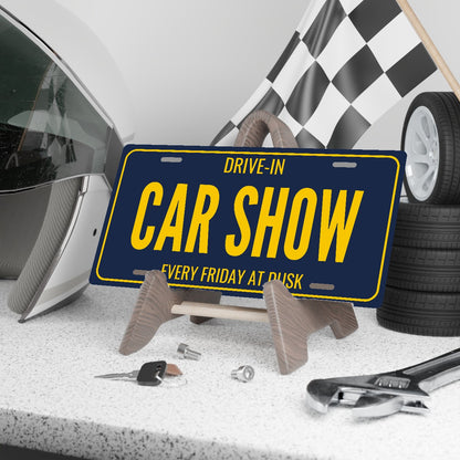 Drive-In Car Show Garage License Plate Sign - 12 x 6 in aluminum license plate