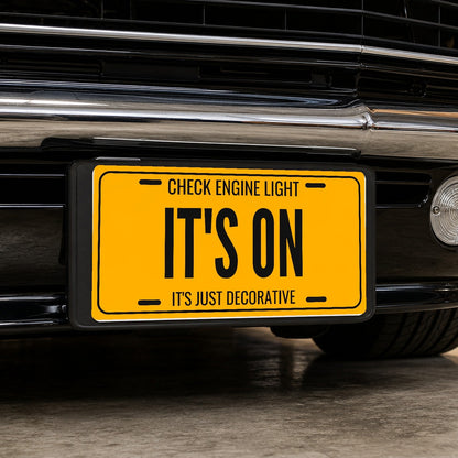 Check Engine Light It's On Garage License Plate Sign - 12 x 6 in aluminum license plate