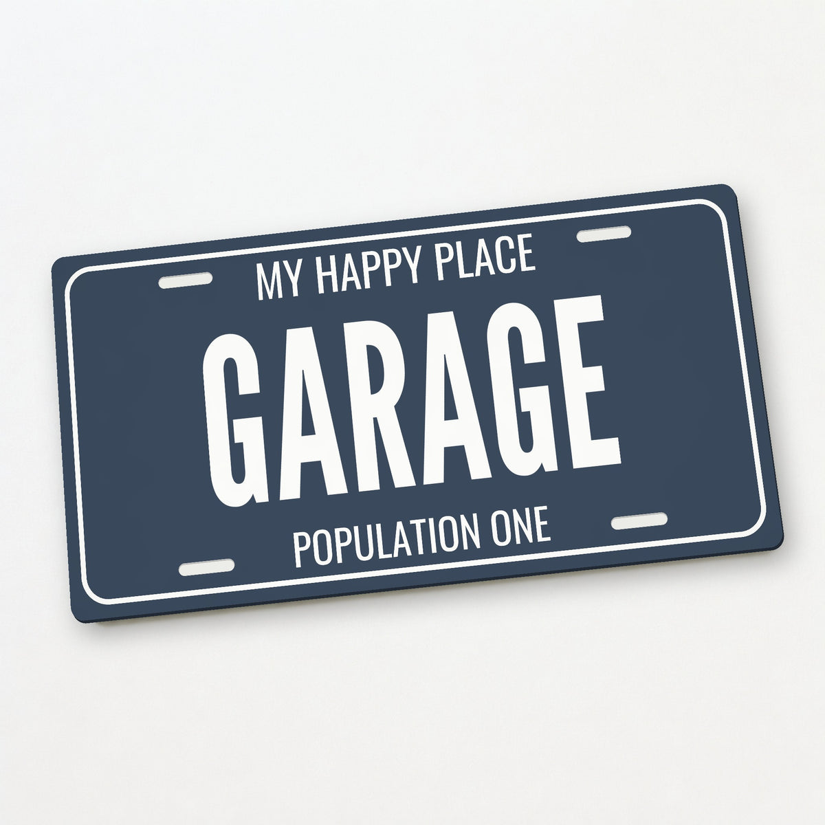 My Happy Place Garage Garage License Plate Sign - 12 x 6 in aluminum license plate