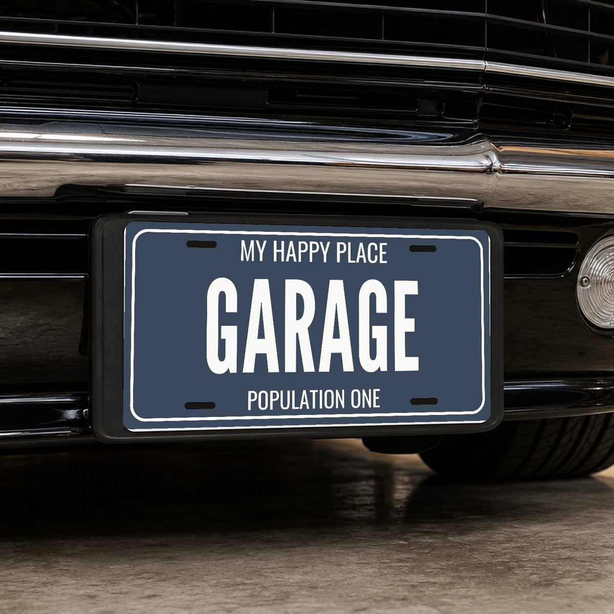 My Happy Place Garage Garage License Plate Sign - 12 x 6 in aluminum license plate