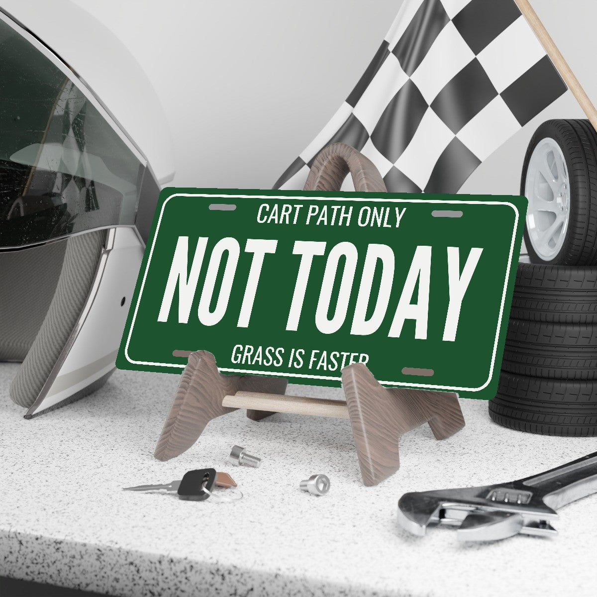 Cart Path Only Not Today Golf Cart License Plate - 12 x 6 in aluminum license plate