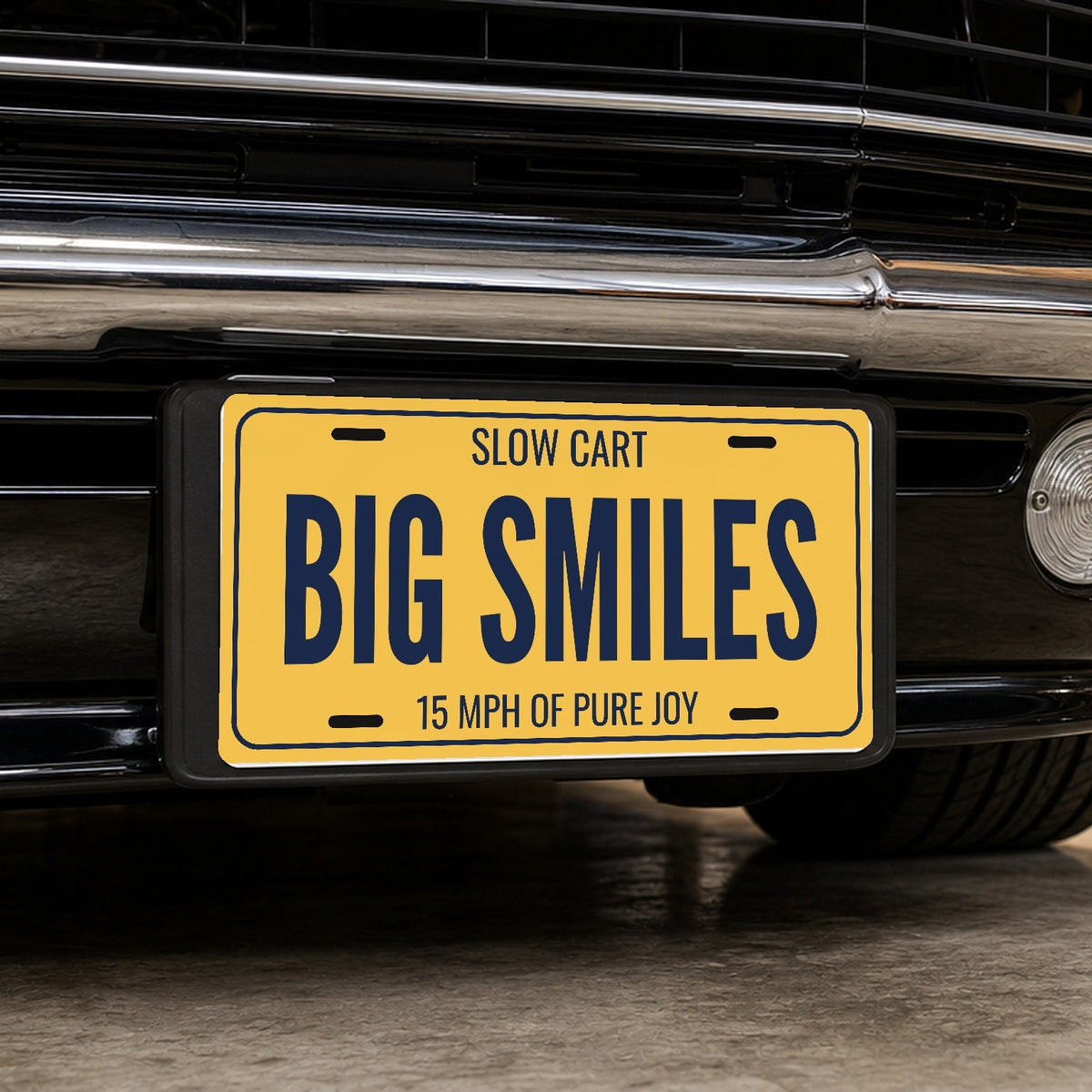 Slow Cart Big Smiles Golf Cart License Plate - 12 x 6 in aluminum license plate