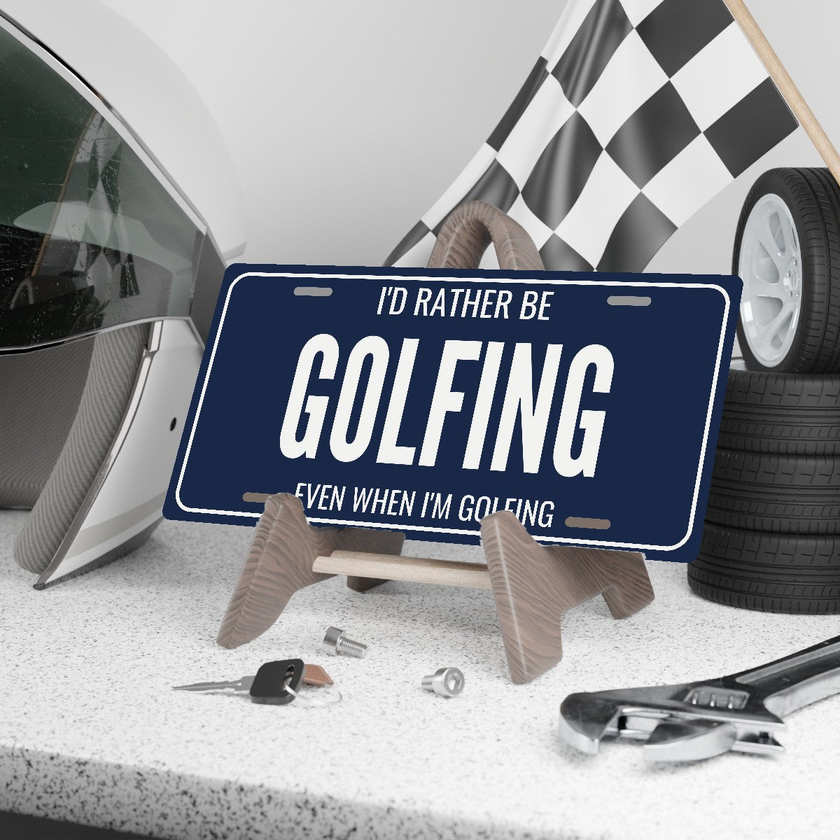 I'd Rather Be Golfing Golf Cart License Plate - 12 x 6 in aluminum license plate