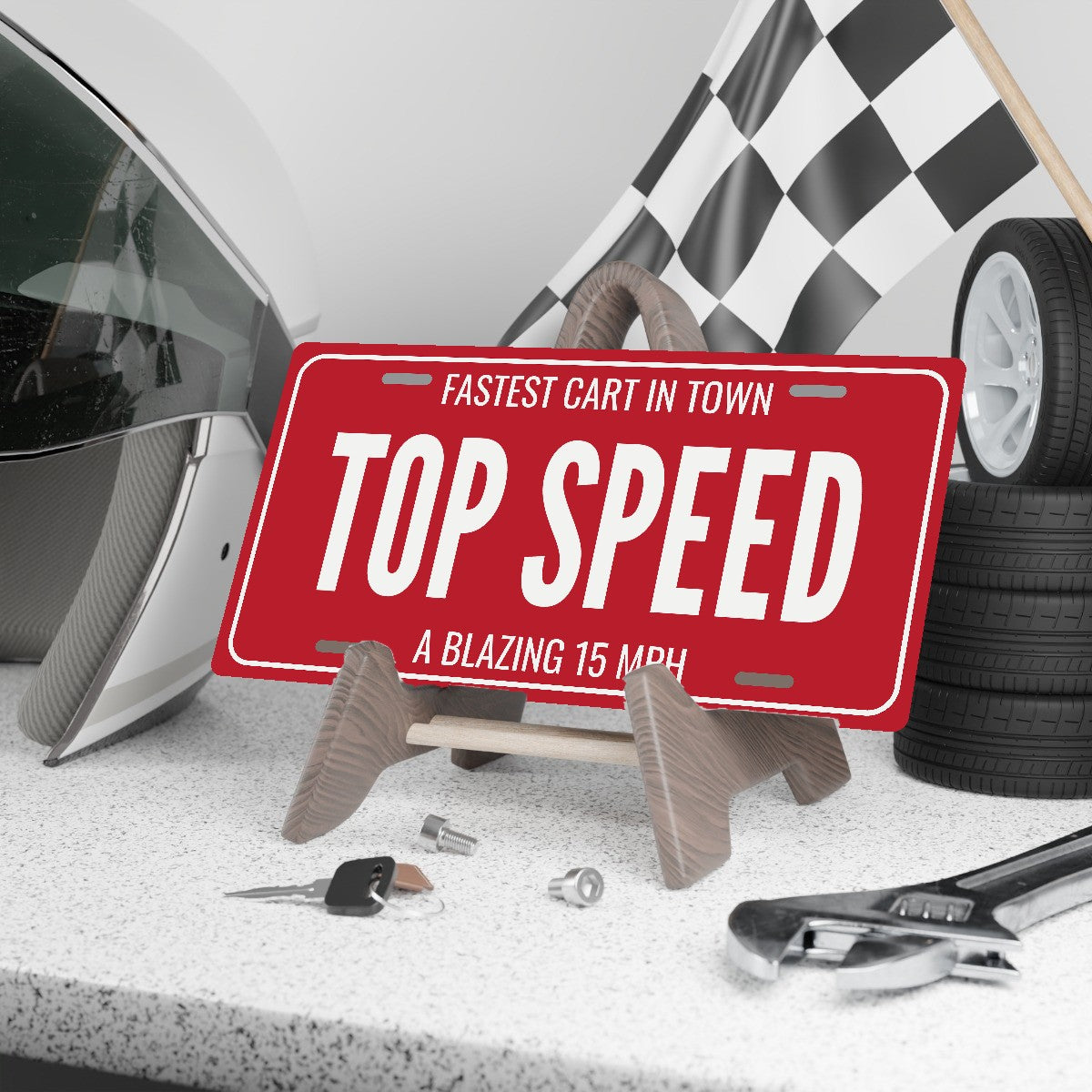 Fastest Cart In Town Top Speed Golf Cart License Plate - 12 x 6 in aluminum license plate
