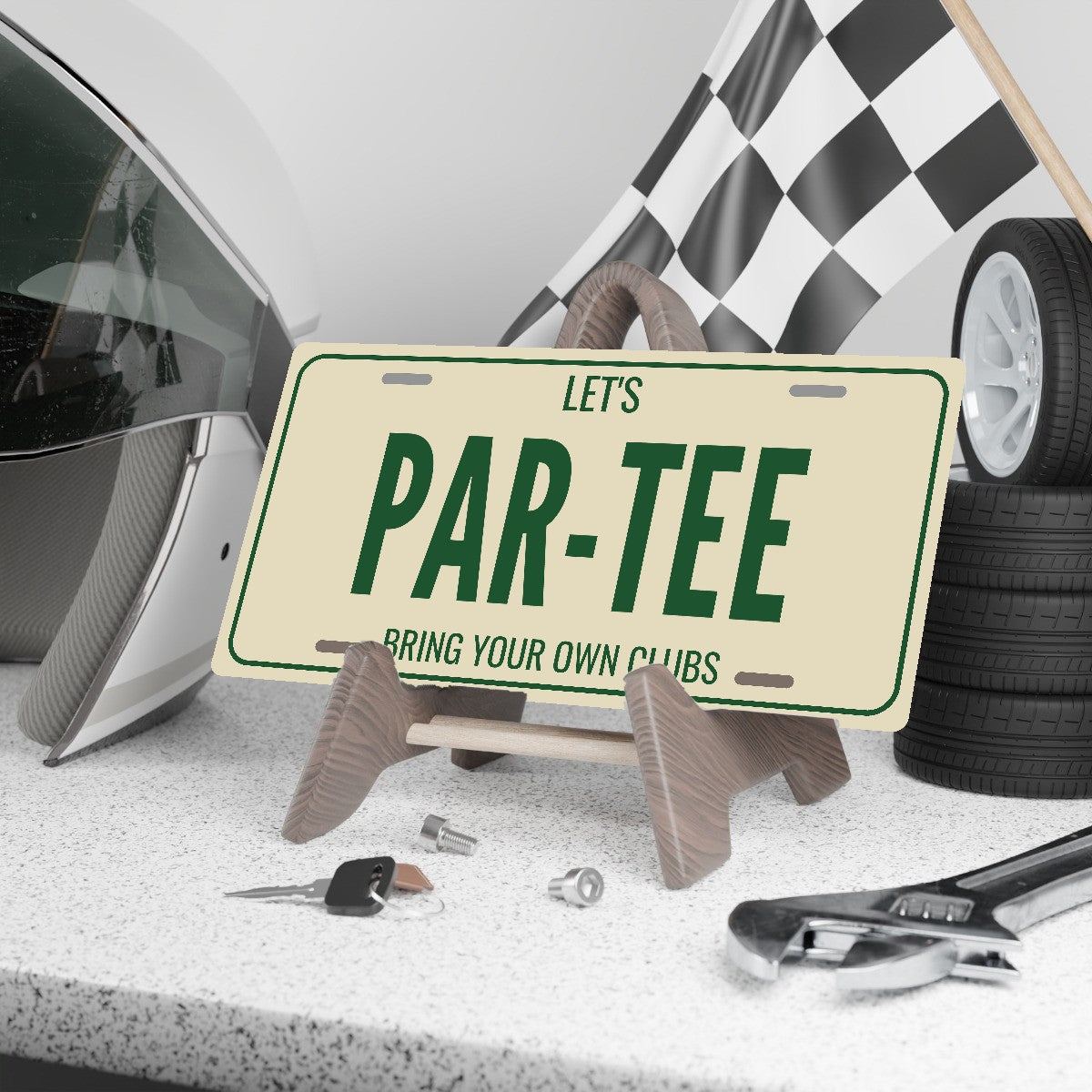 Let's Par-Tee Golf Cart License Plate - 12 x 6 in aluminum license plate