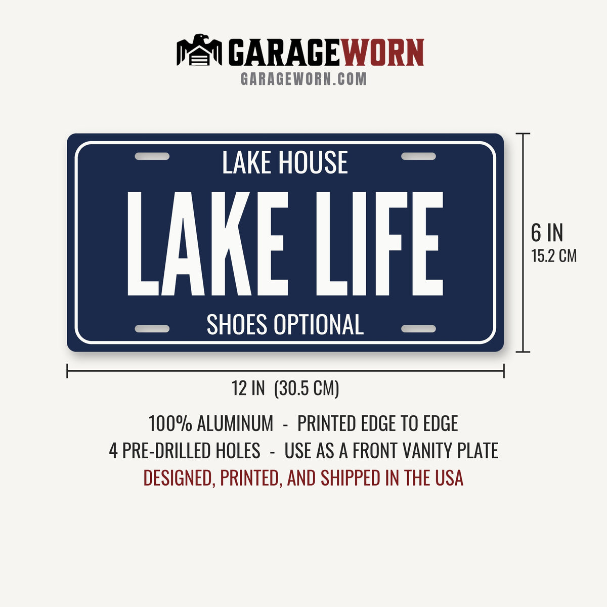 Lake House Lake Life Lake House License Plate Sign - 12 x 6 in aluminum license plate