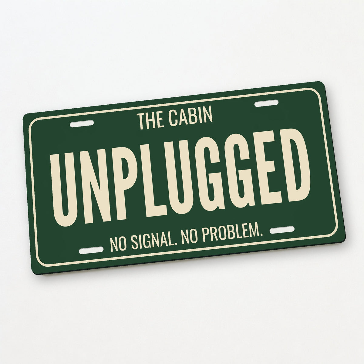 The Cabin Unplugged Cabin License Plate Sign - 12 x 6 in aluminum license plate