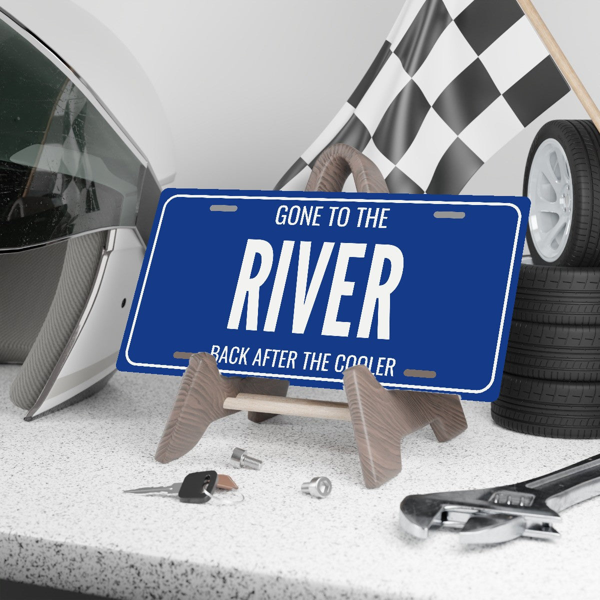 Gone To The River River License Plate Sign - 12 x 6 in aluminum license plate