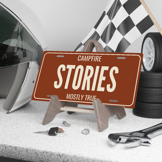 Campfire Stories Camping License Plate Sign - 12 x 6 in aluminum license plate