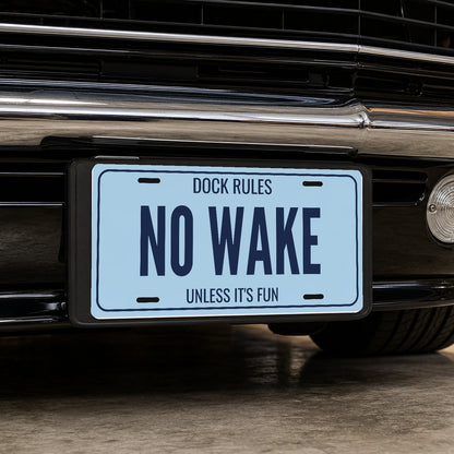 Dock Rules No Wake Lake House License Plate Sign - 12 x 6 in aluminum license plate