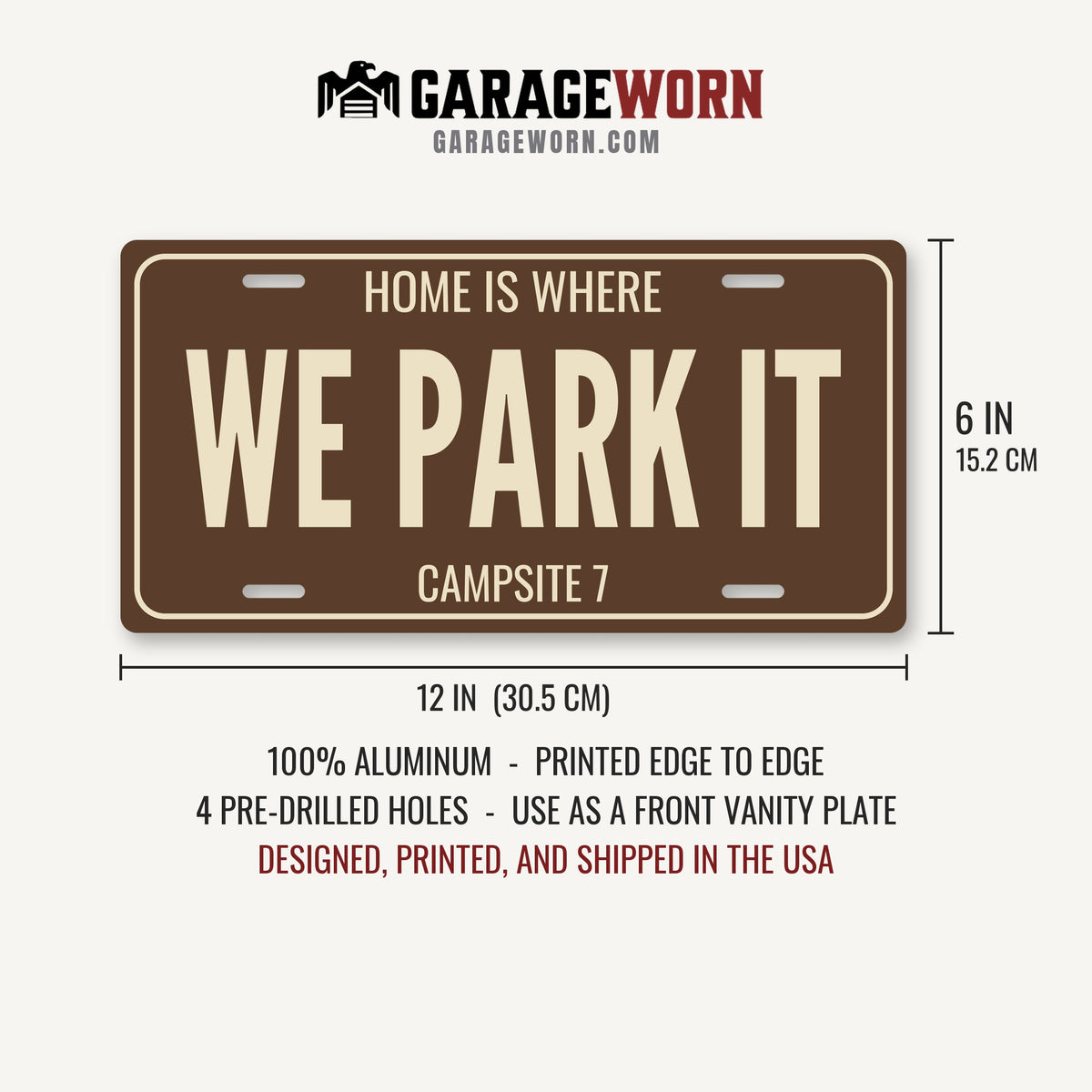 Home Is Where We Park It Camping License Plate Sign - 12 x 6 in aluminum license plate