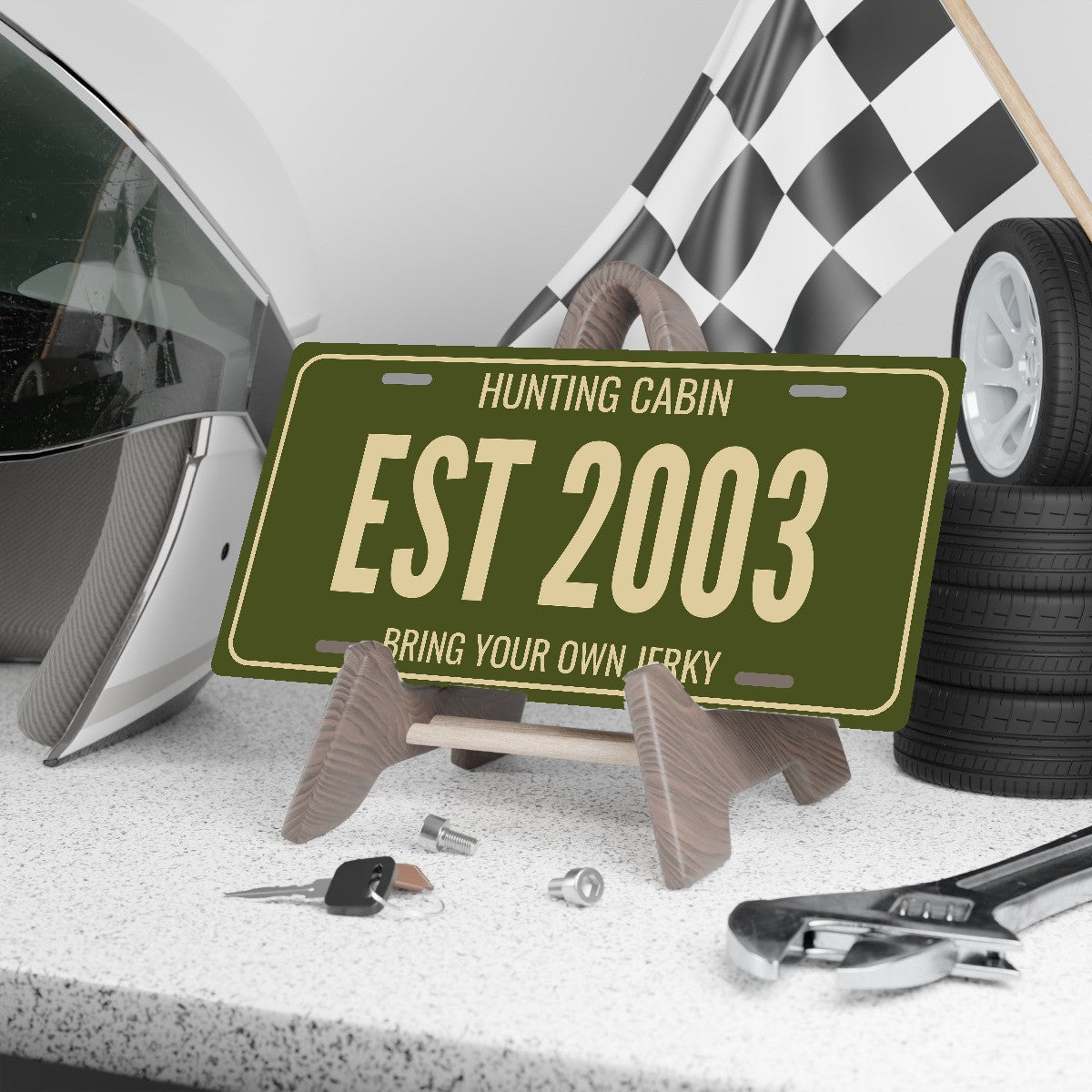 Hunting Cabin Est 2003 Hunting Cabin License Plate Sign - 12 x 6 in aluminum license plate