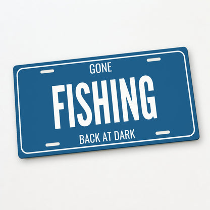 Gone Fishing Fishing License Plate - 12 x 6 in aluminum license plate