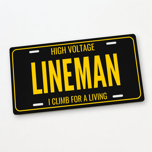 High Voltage Lineman License Plate Sign - 12 x 6 in aluminum license plate