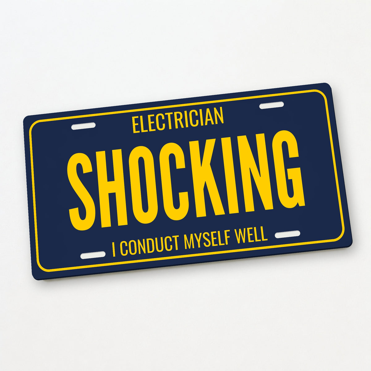 Electrician Shocking License Plate Sign - 12 x 6 in aluminum license plate