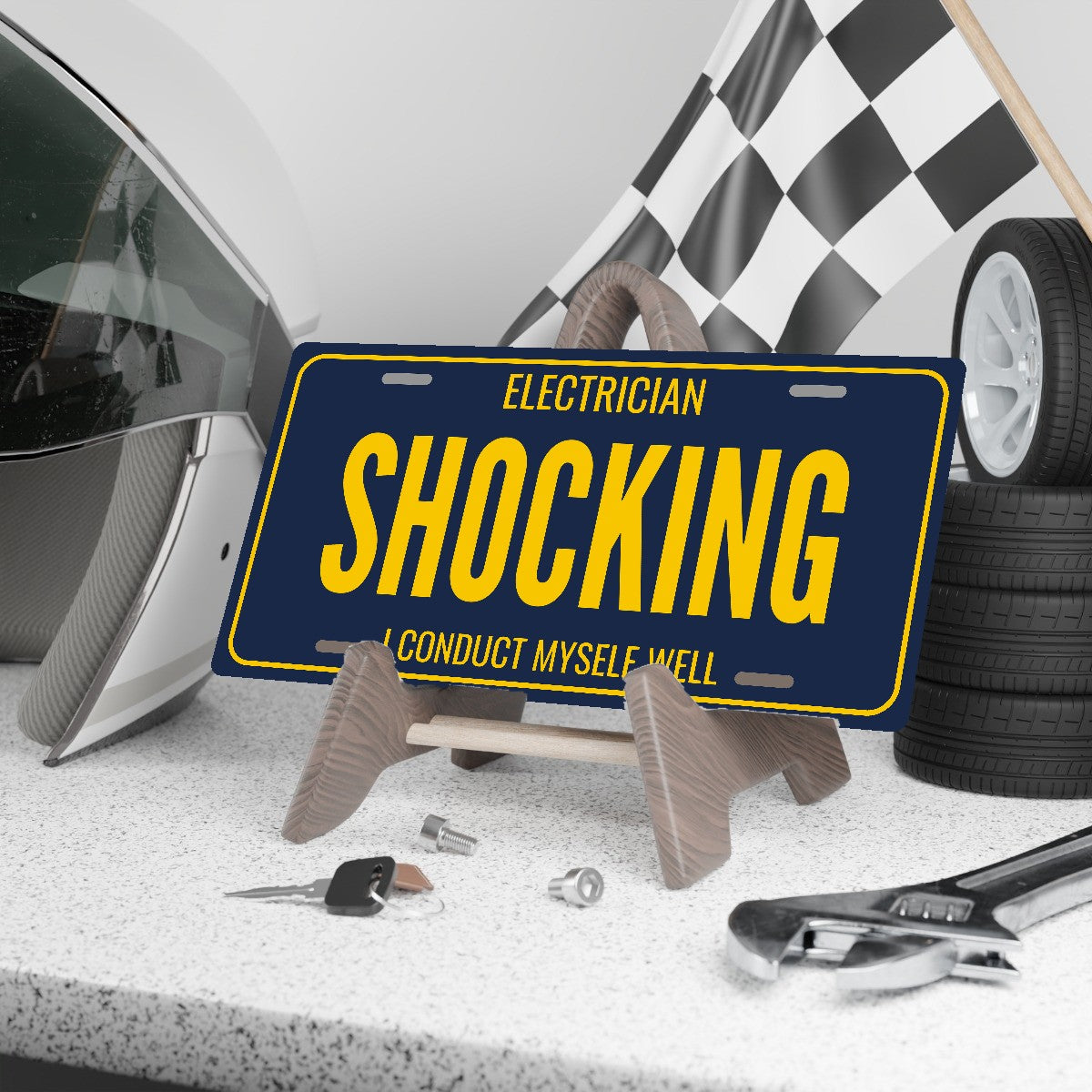 Electrician Shocking License Plate Sign - 12 x 6 in aluminum license plate