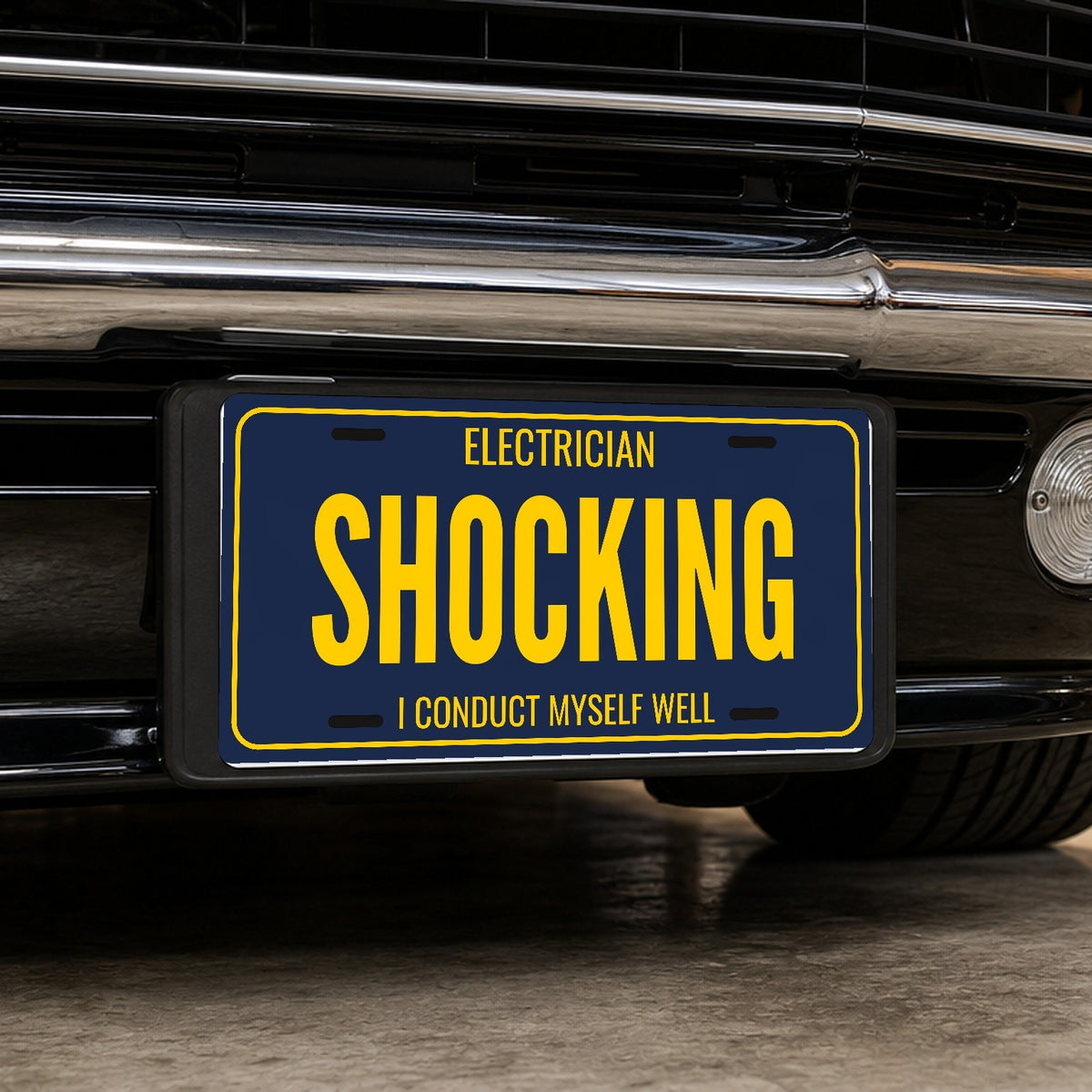 Electrician Shocking License Plate Sign - 12 x 6 in aluminum license plate