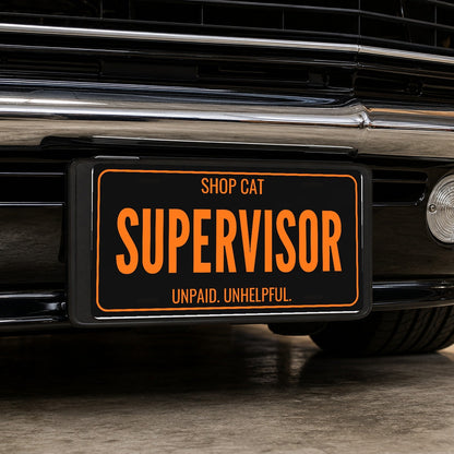 Shop Cat Supervisor Cat License Plate - 12 x 6 in aluminum license plate