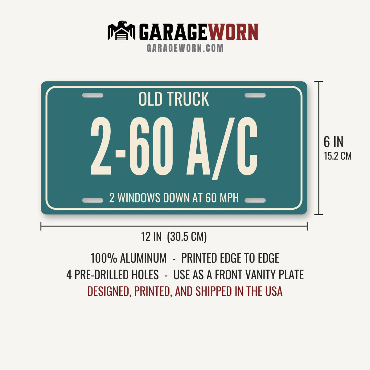 Old Truck 2-60 A/C Truck License Plate - 12 x 6 in aluminum license plate