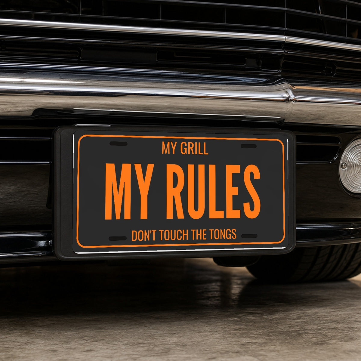My Grill My Rules BBQ License Plate Sign - 12 x 6 in aluminum license plate
