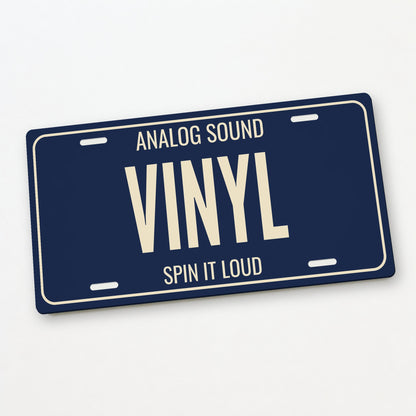 Analog Sound Vinyl Vinyl Record License Plate Sign - 12 x 6 in aluminum license plate