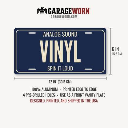 Analog Sound Vinyl Vinyl Record License Plate Sign - 12 x 6 in aluminum license plate