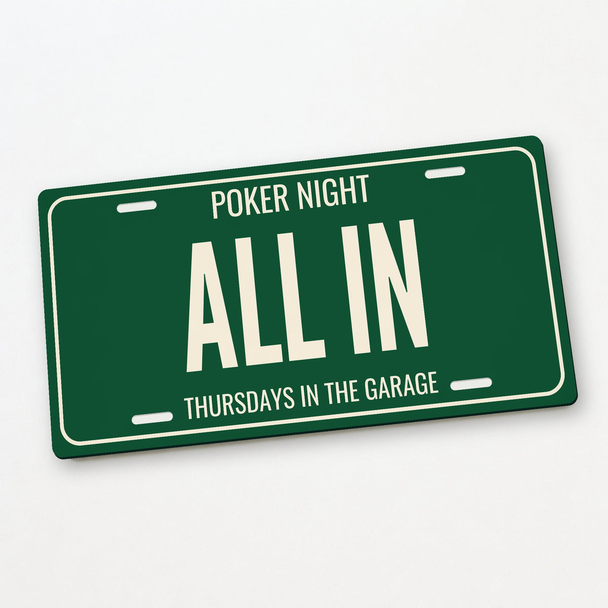 Poker Night All In Poker License Plate Sign - 12 x 6 in aluminum license plate