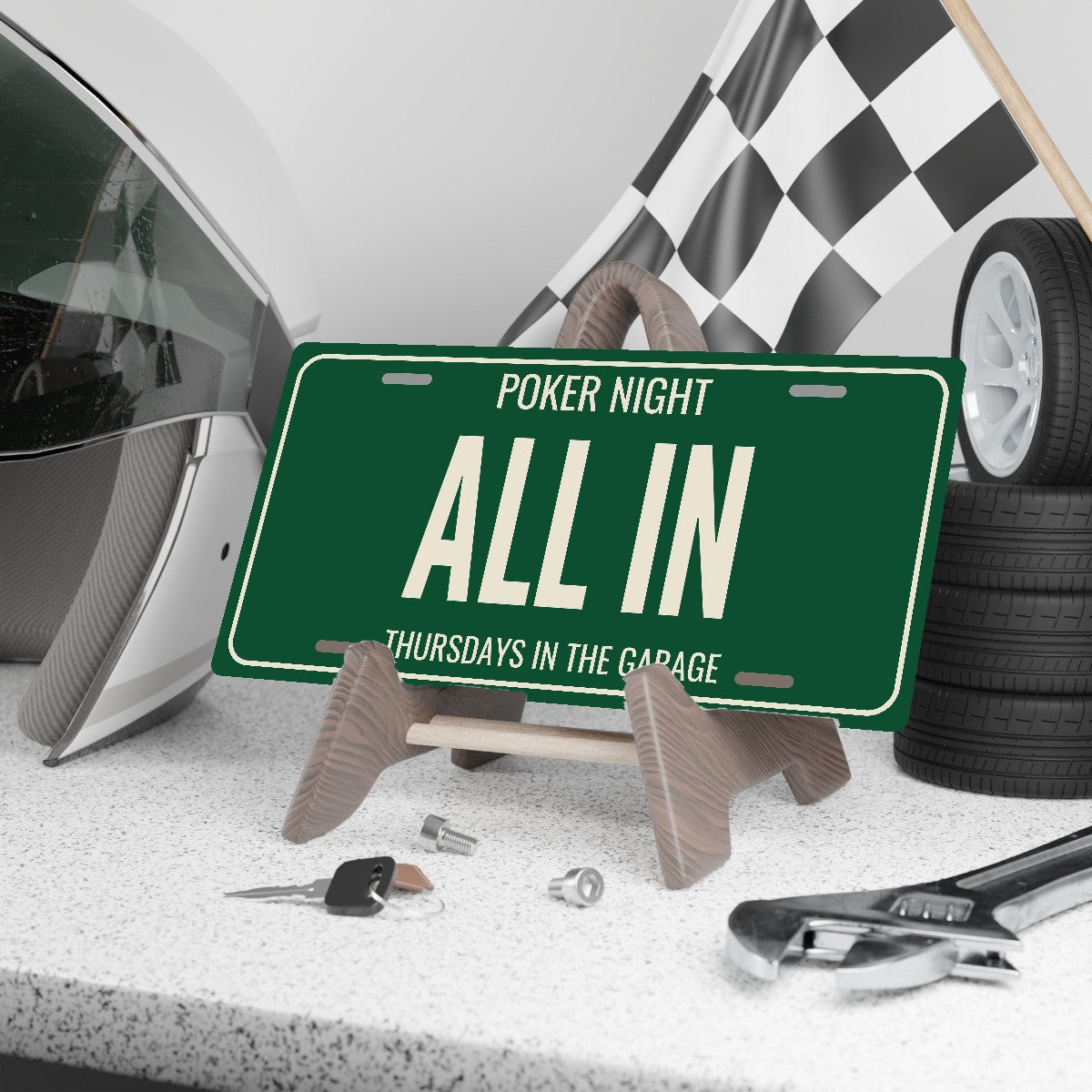Poker Night All In Poker License Plate Sign - 12 x 6 in aluminum license plate
