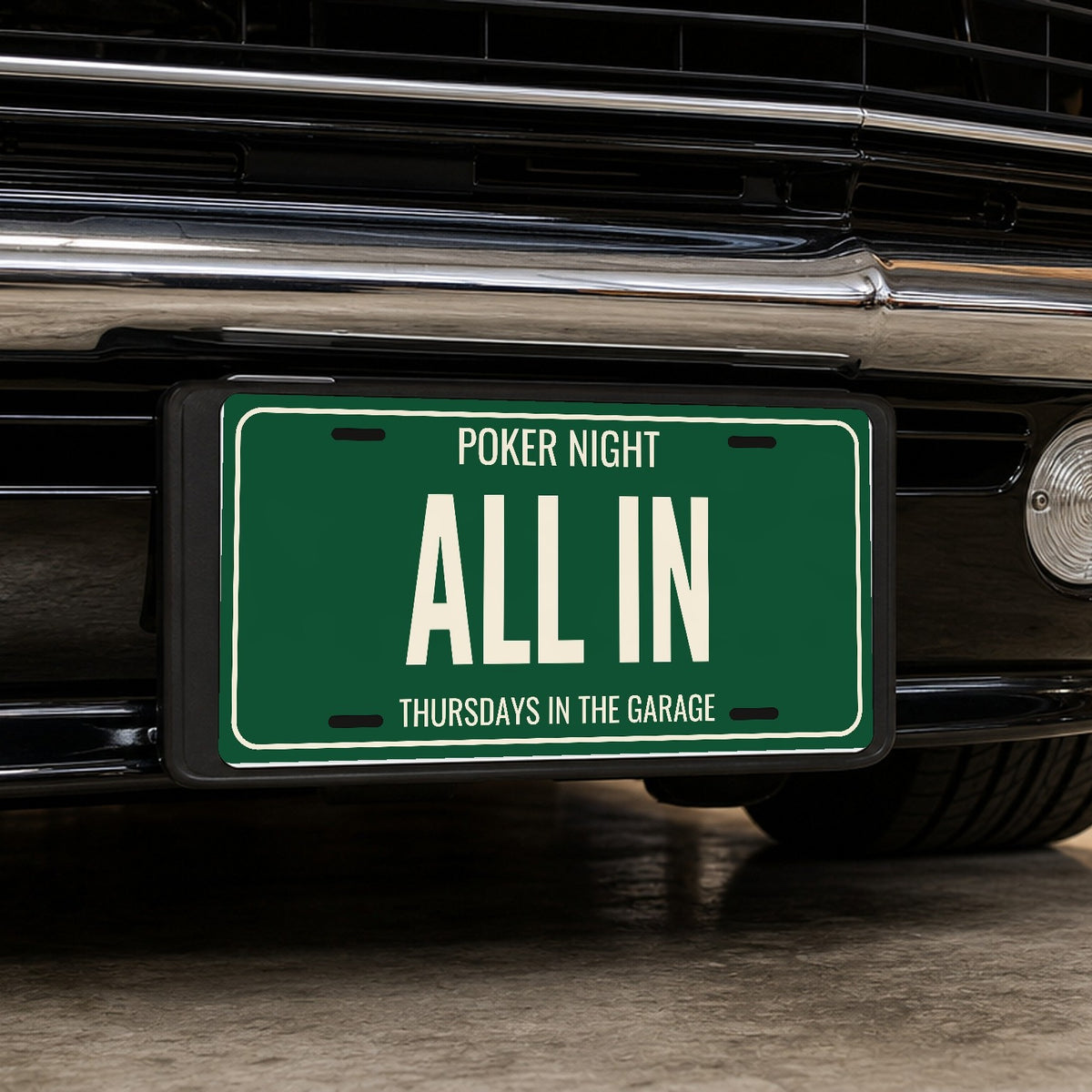 Poker Night All In Poker License Plate Sign - 12 x 6 in aluminum license plate