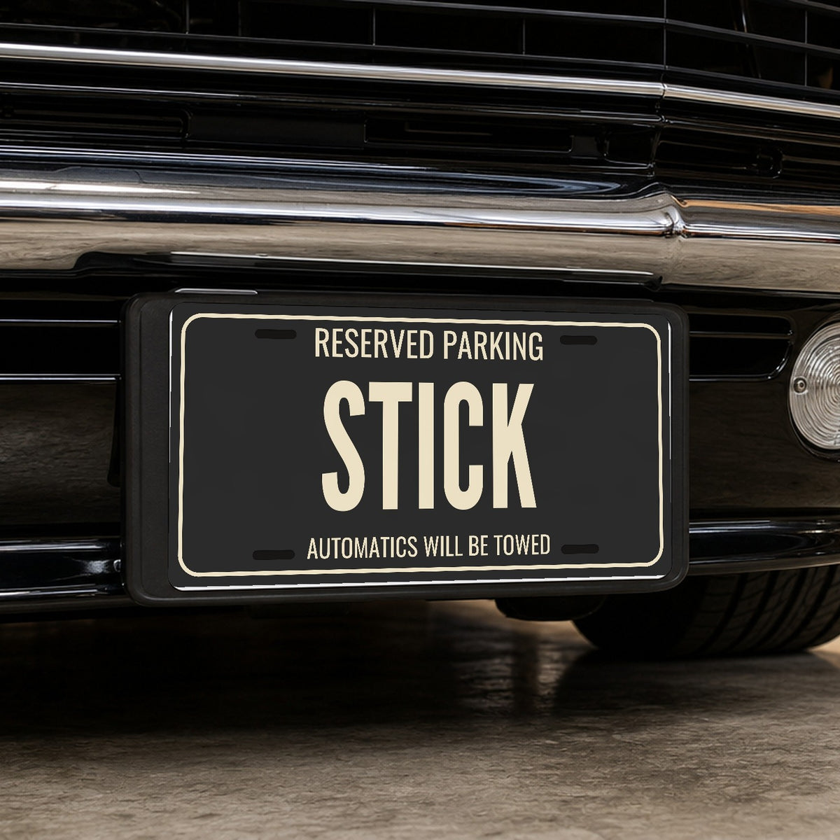 Reserved Parking Stick Manual Transmission License Plate Sign - 12 x 6 in aluminum vanity plate