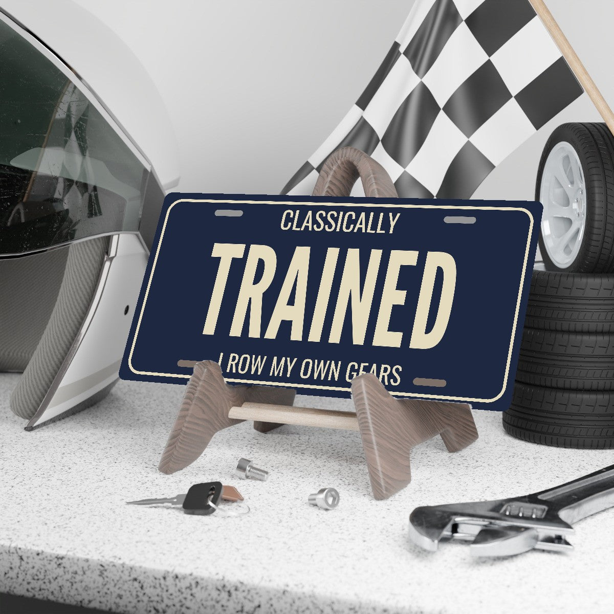 Classically Trained Stick Shift License Plate Sign - 12 x 6 in aluminum vanity plate