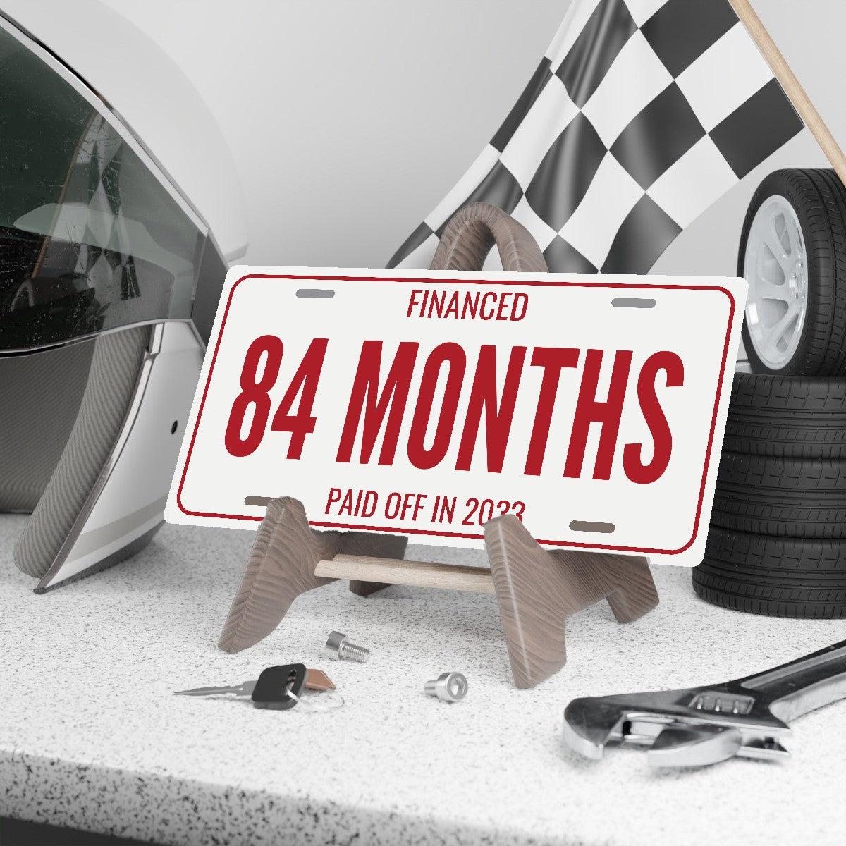 Financed 84 Months Funny License Plate Sign - 12 x 6 in aluminum license plate
