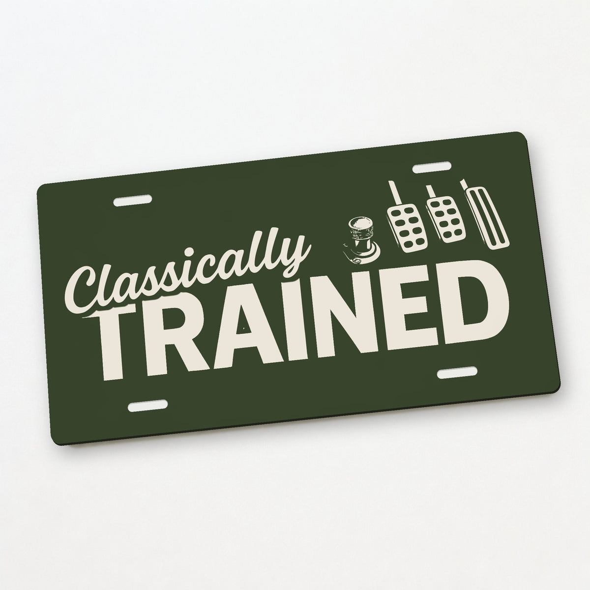 Classically Trained with Dimmer Stick Shift License Plate Sign - 12 x 6 in aluminum license plate