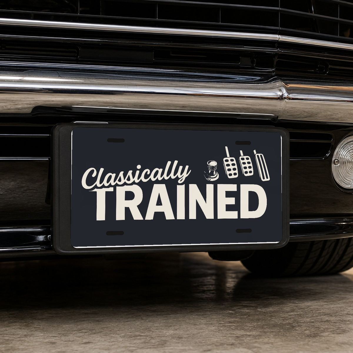 Classically Trained with Dimmer Stick Shift License Plate Sign - 12 x 6 in aluminum license plate
