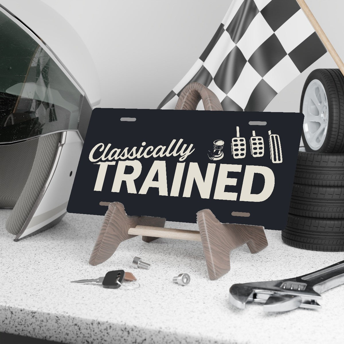 Classically Trained with Dimmer Stick Shift License Plate Sign - 12 x 6 in aluminum license plate