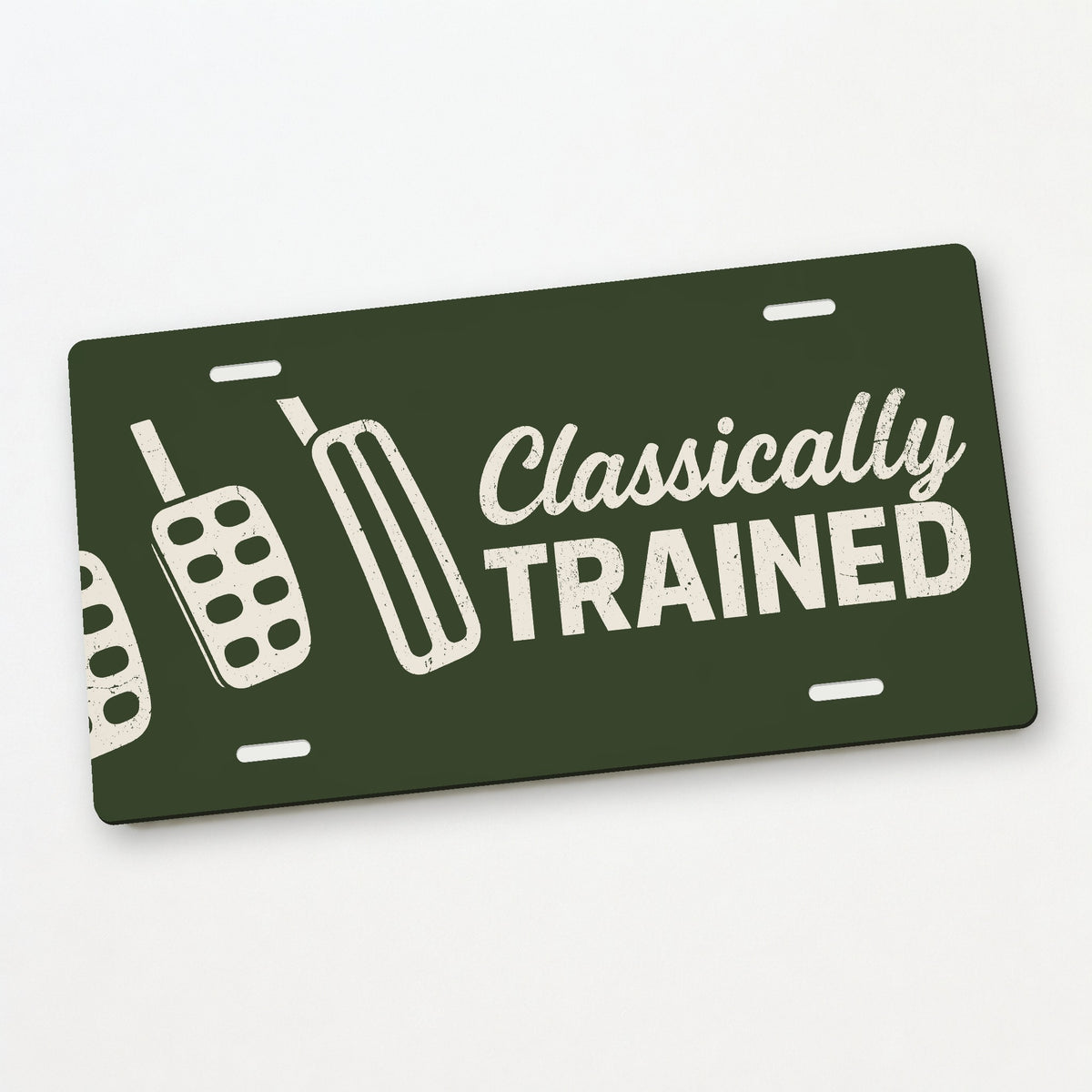 Classically Trained Three Pedals Stick Shift License Plate Sign - 12 x 6 in aluminum license plate