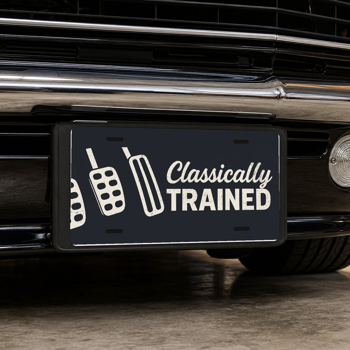 Classically Trained Three Pedals Stick Shift License Plate Sign - 12 x 6 in aluminum license plate